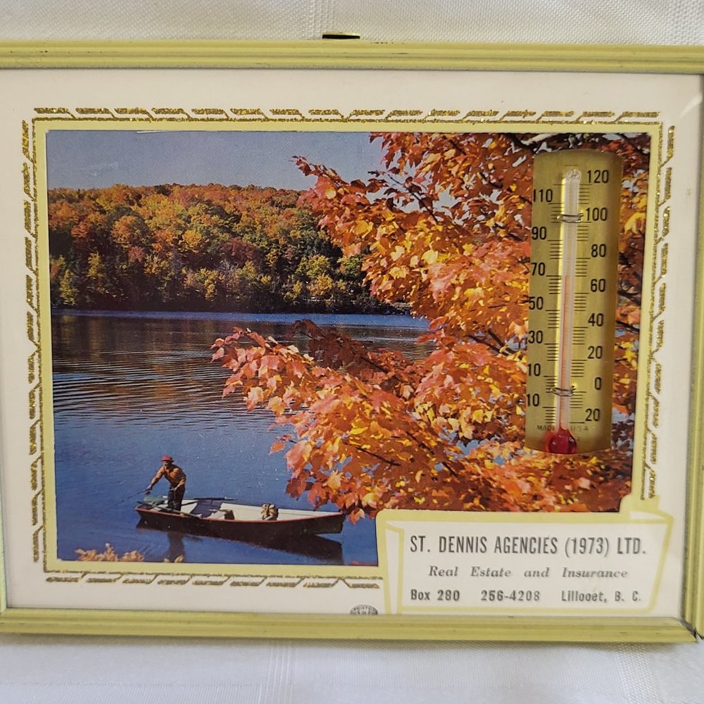 1970'S REAL ESTATE INSURANCE THERMOMETER CALENDAR ADVERTISING LILLOOET BC CANADA